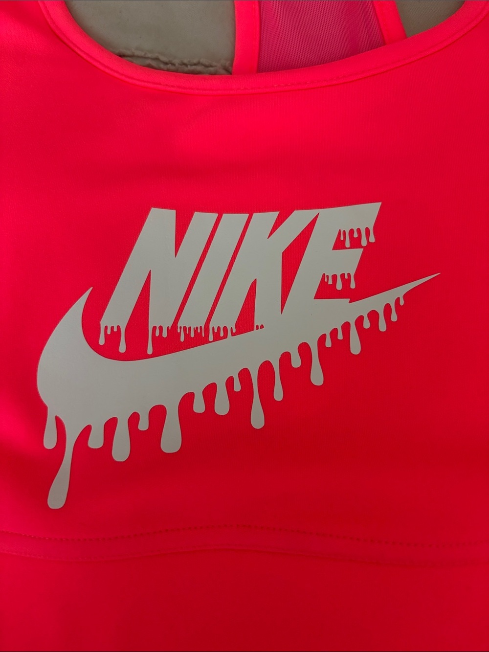 Nike Hot Pink Drip-Logo Racerback Sports Bra - Picture 3 of 6